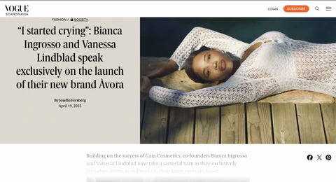Àvora launch featured in Vogue Scandinavia